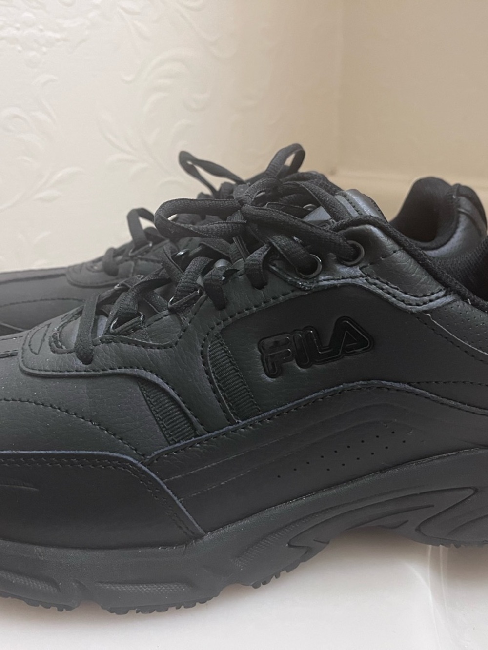 Fila Men's Black Leather Athletic Sneakers